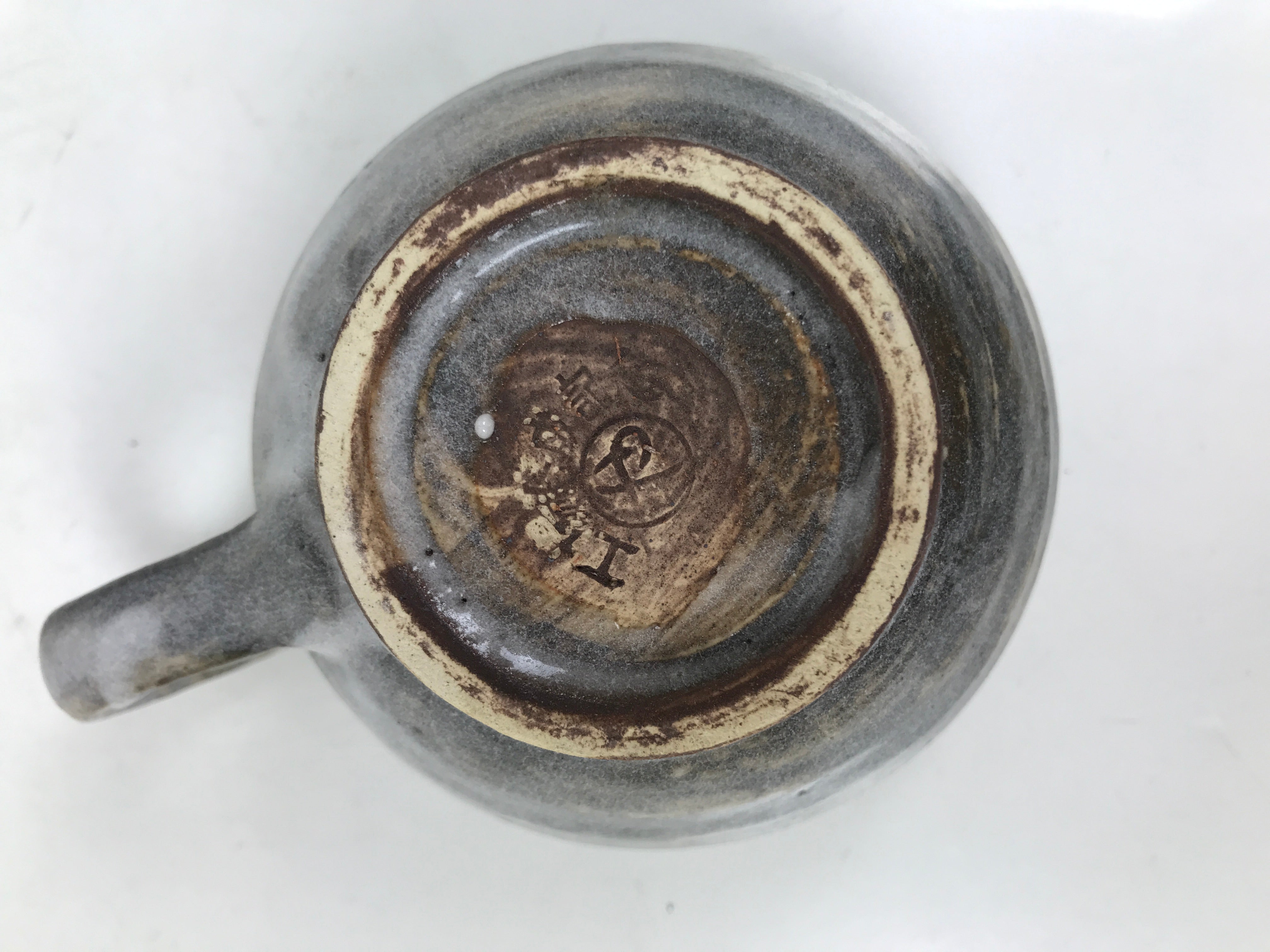 Japanese Ceramic Coffee Cup W/ Saucer Vtg Commemorative Teacup Gray White Y420