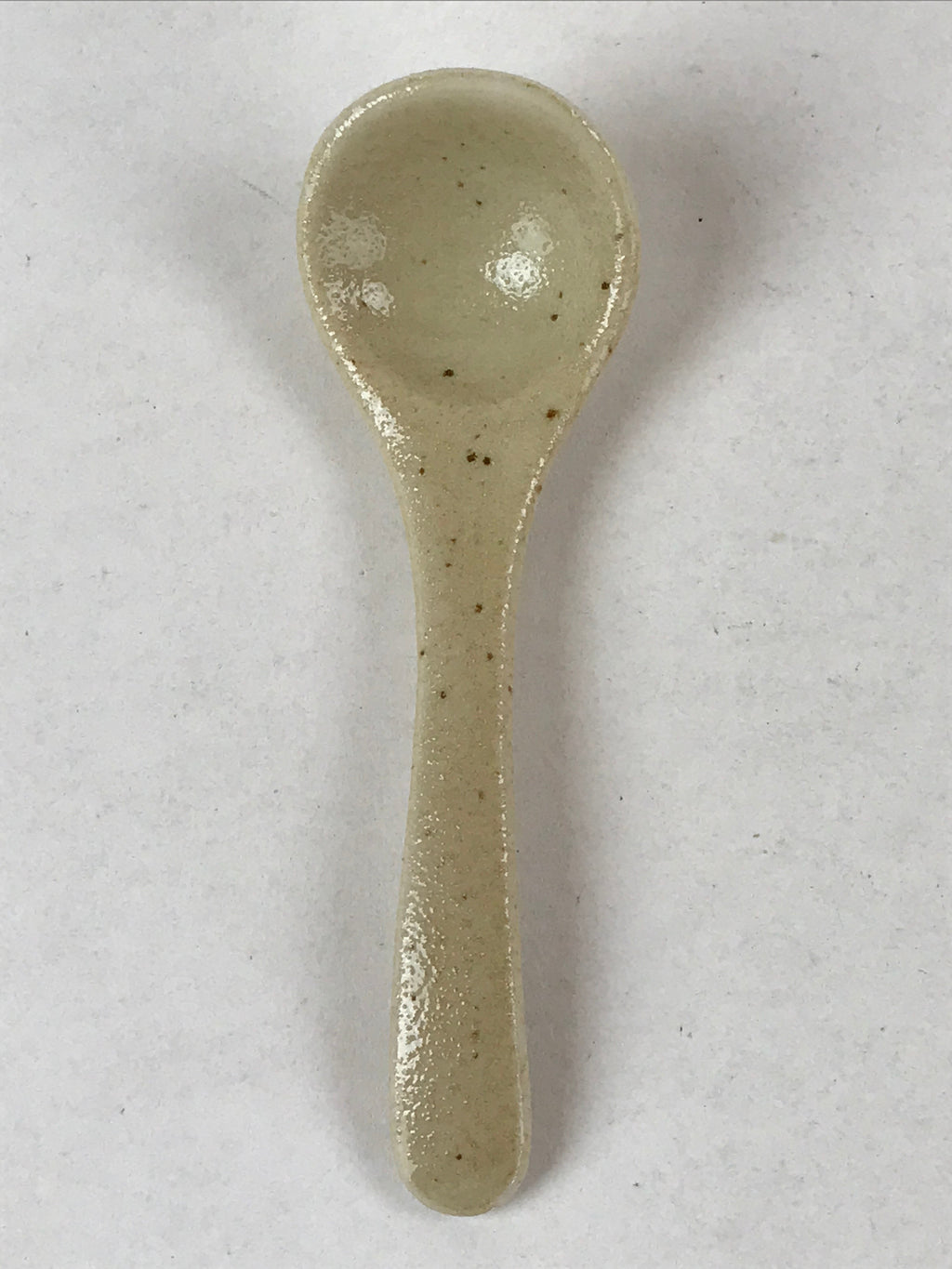 Japanese Ceramic Cup W/ Handle Lid Spoon Vtg Beige Green Condiment Box PY538