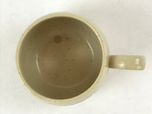 Japanese Ceramic Cup W/ Handle Lid Spoon Vtg Beige Green Condiment Box PY538