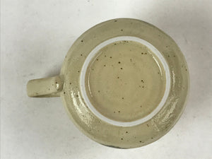 Japanese Ceramic Cup W/ Handle Lid Spoon Vtg Beige Green Condiment Box PY538