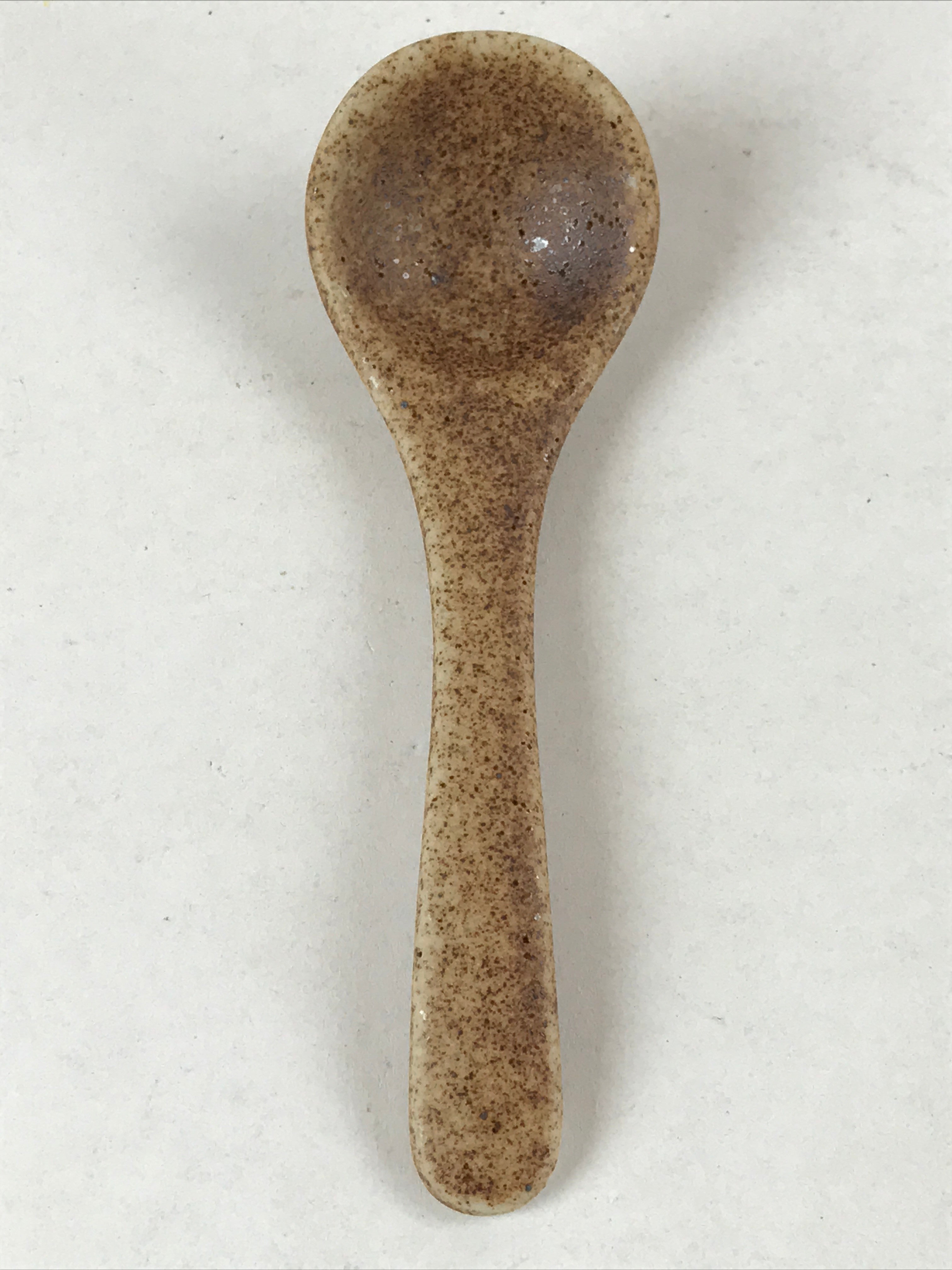 Japanese Ceramic Cup W/ Handle Lid Spoon Vtg Brown Green Condiment Box PY539