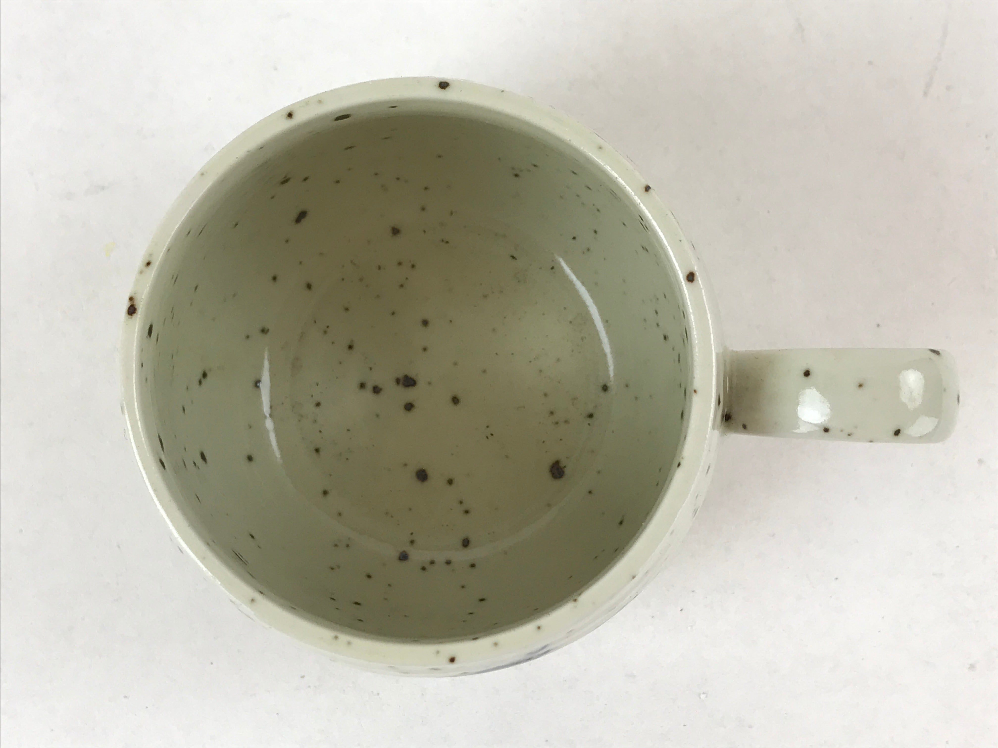 Japanese Ceramic Cup W/ Handle Lid Spoon Vtg Gray Blue Condiment Box PY537