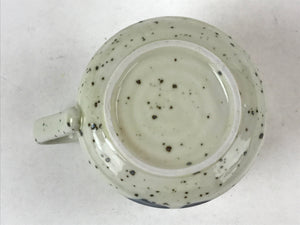 Japanese Ceramic Cup W/ Handle Lid Spoon Vtg Gray Blue Condiment Box PY537