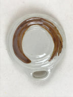 Japanese Ceramic Cup W/ Handle Lid Spoon Vtg White Brown Condiment Box PY536