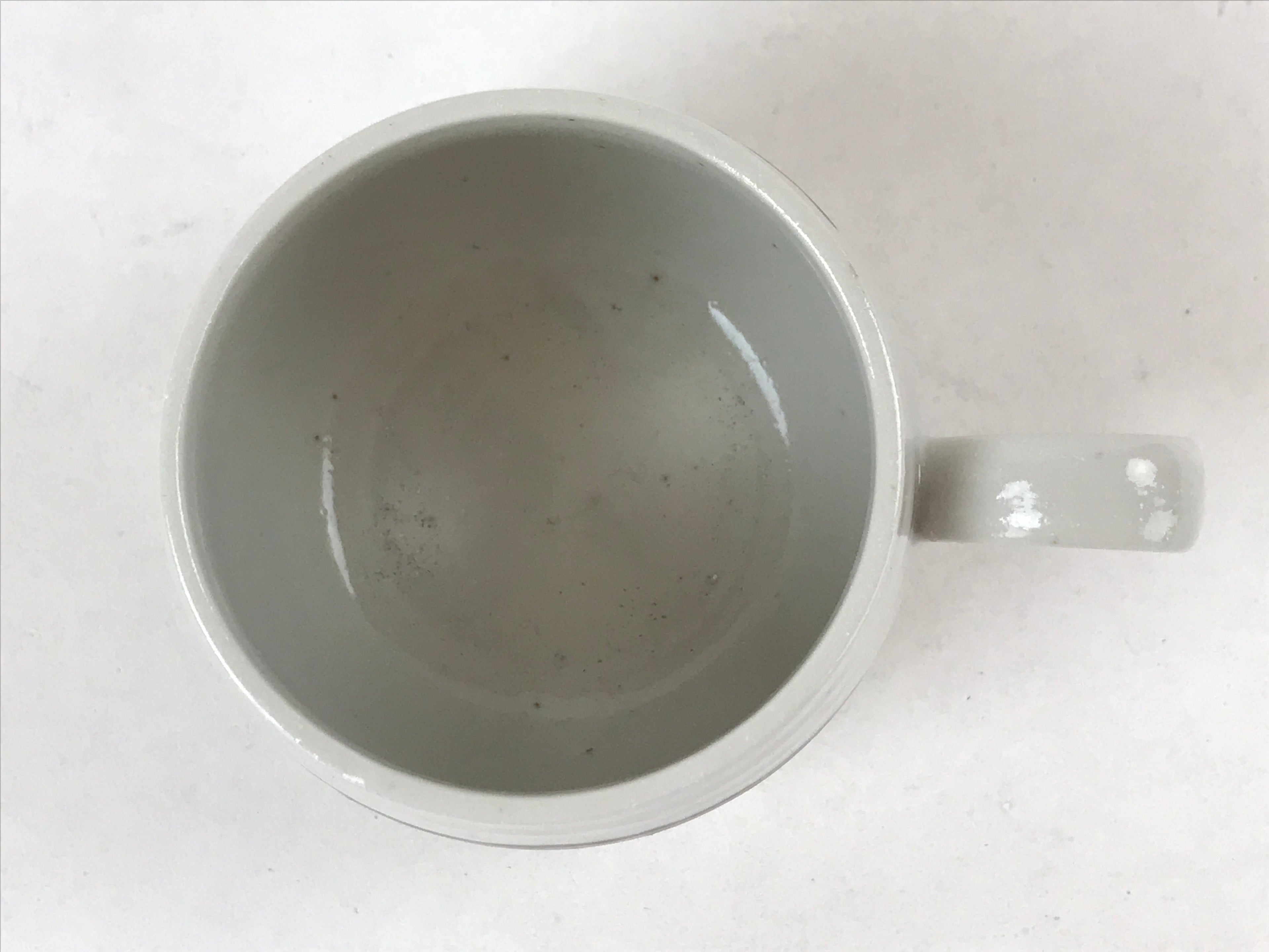 Japanese Ceramic Cup W/ Handle Lid Spoon Vtg White Brown Condiment Box PY536
