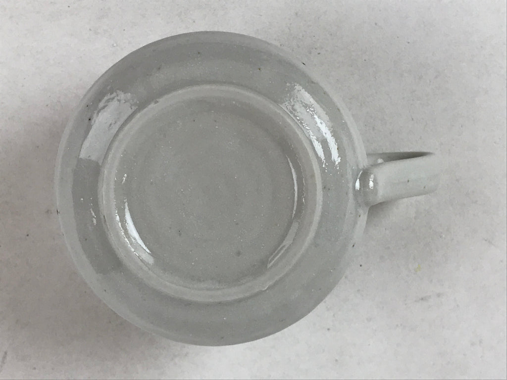 Japanese Ceramic Cup W/ Handle Lid Spoon Vtg White Brown Condiment Box PY536