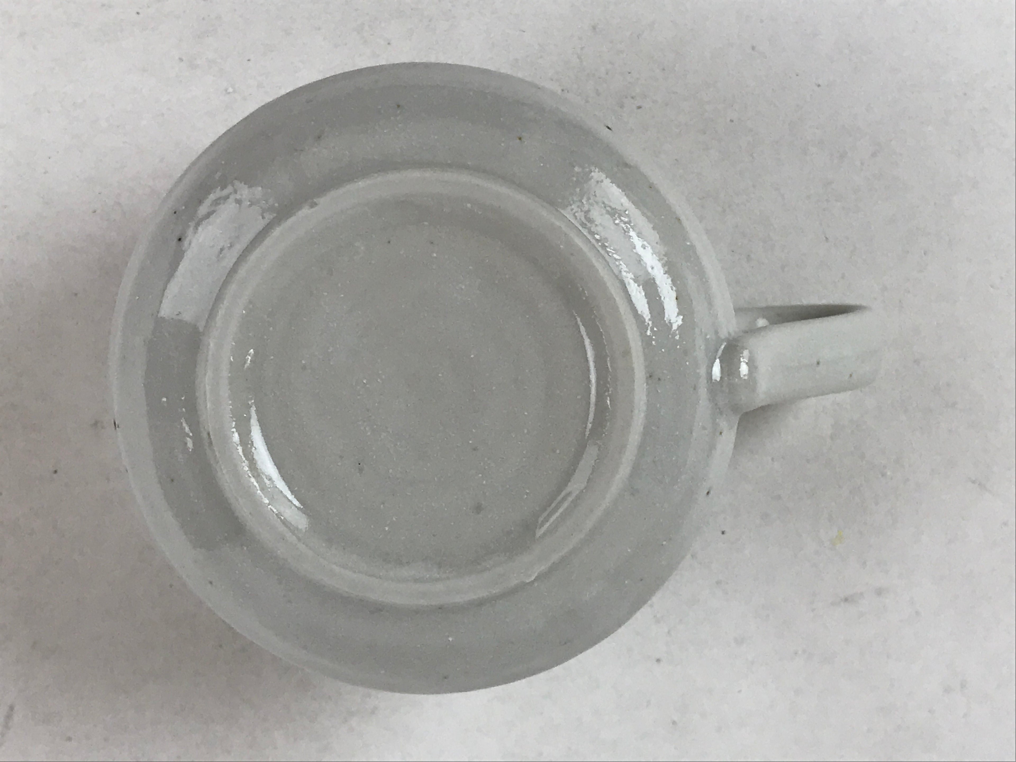 Japanese Ceramic Cup W/ Handle Lid Spoon Vtg White Brown Condiment Box PY536