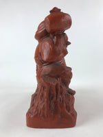 Japanese Ceramic Daikoku Statue Vtg Brown 7 Lucky Gods Snake Phoenix BD946