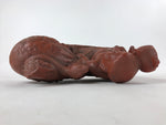 Japanese Ceramic Daikoku Statue Vtg Brown 7 Lucky Gods Snake Phoenix BD946