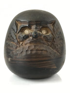 Japanese Ceramic Daruma Piggy Bank Vtg Chokin Bako Lucky Charm Brown BD975