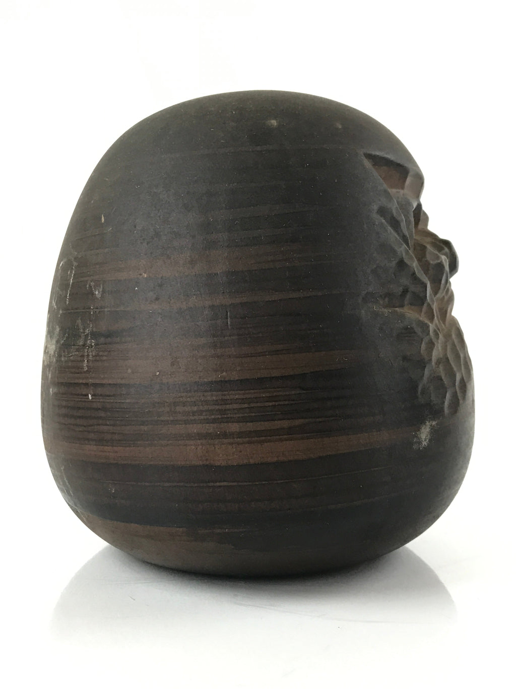 Japanese Ceramic Daruma Piggy Bank Vtg Chokin Bako Lucky Charm Brown BD975