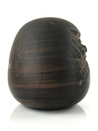 Japanese Ceramic Daruma Piggy Bank Vtg Chokin Bako Lucky Charm Brown BD975