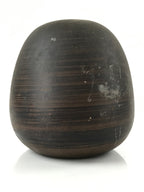 Japanese Ceramic Daruma Piggy Bank Vtg Chokin Bako Lucky Charm Brown BD975