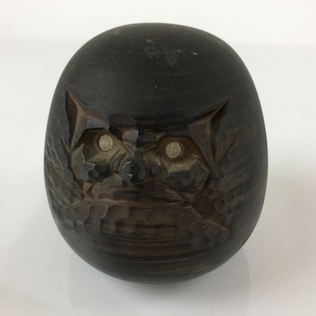 Japanese Ceramic Daruma Piggy Bank Vtg Chokin Bako Lucky Charm Brown BD975