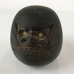 Japanese Ceramic Daruma Piggy Bank Vtg Chokin Bako Lucky Charm Brown BD975