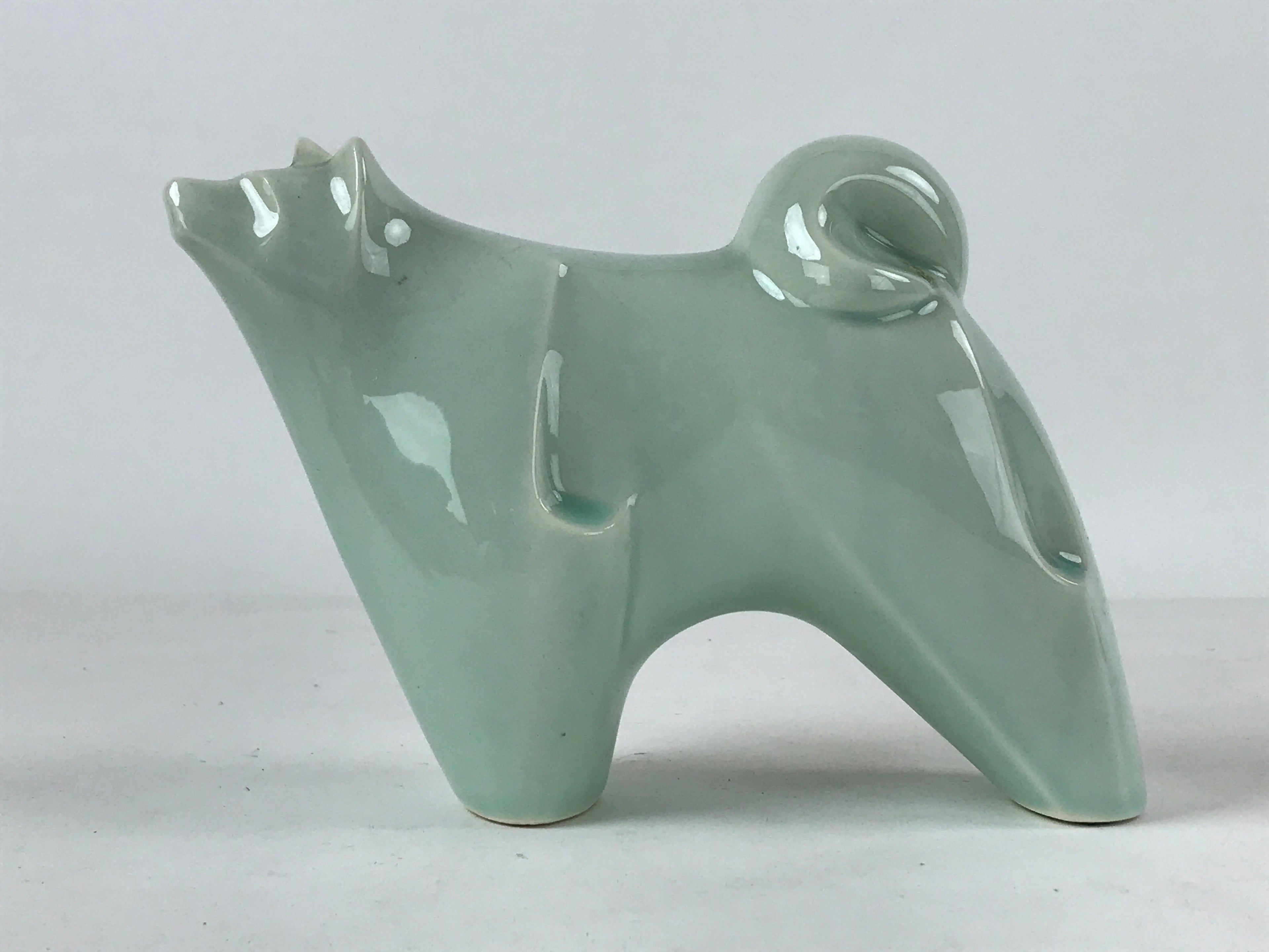 Japanese Ceramic Dog Doll Green Set Folding Screen Zodiac Decoration PX715