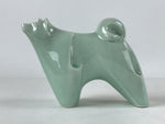 Japanese Ceramic Dog Doll Green Set Folding Screen Zodiac Decoration PX715