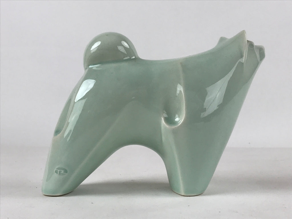 Japanese Ceramic Dog Doll Green Set Folding Screen Zodiac Decoration PX715