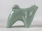 Japanese Ceramic Dog Doll Green Set Folding Screen Zodiac Decoration PX715