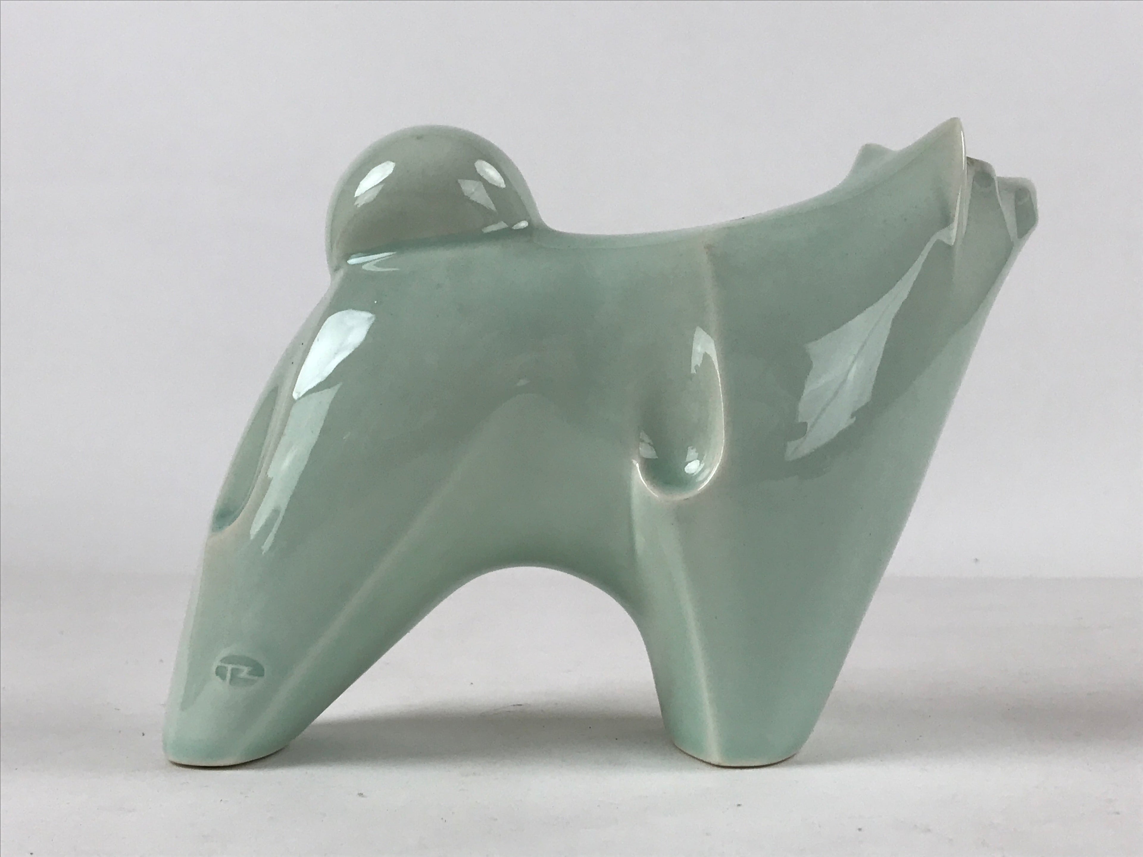 Japanese Ceramic Dog Doll Green Set Folding Screen Zodiac Decoration PX715