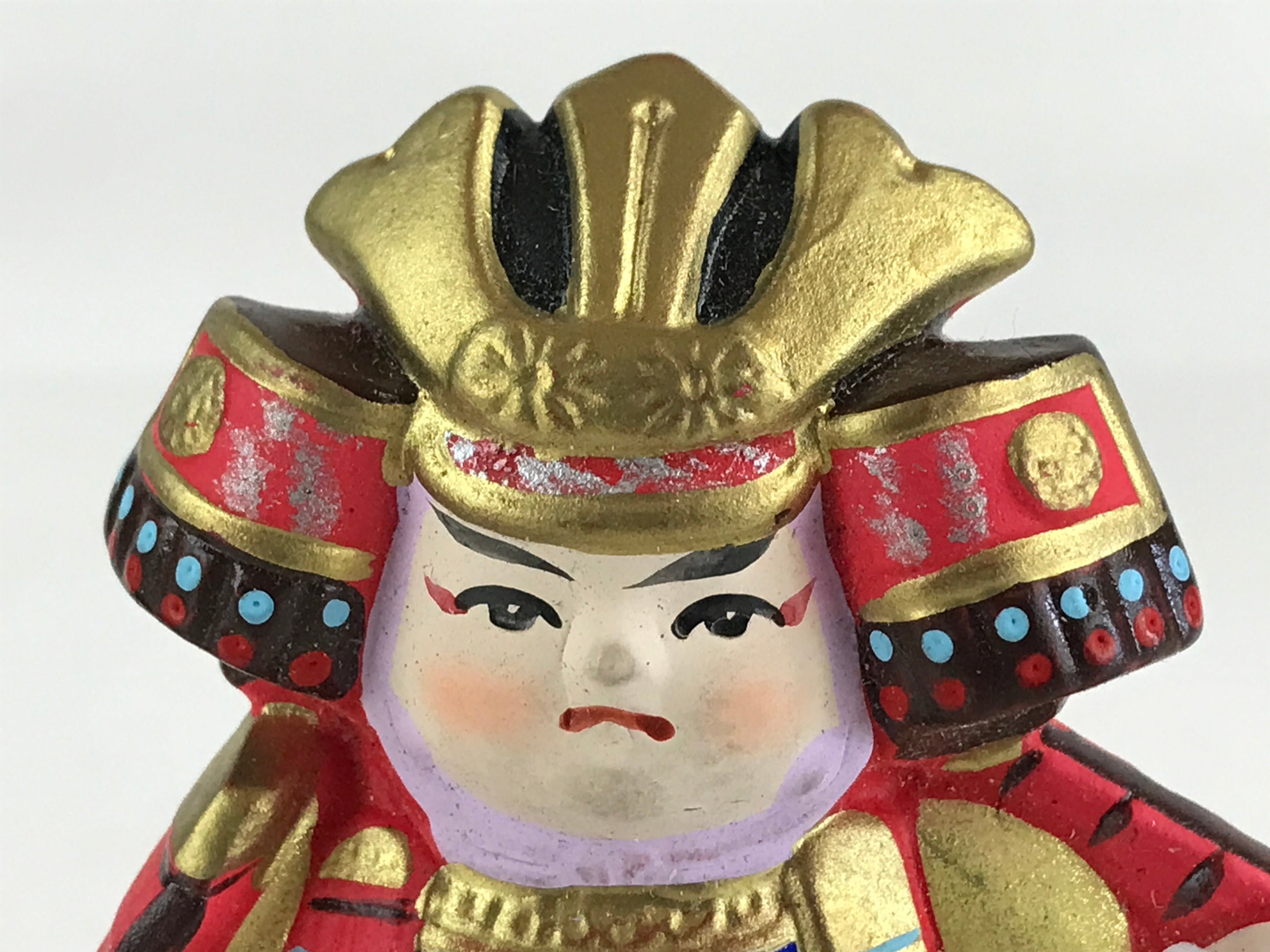 Japanese Ceramic Doll Samurai Gogatsu Ningyo Vtg Armor Boy's Day Festival BD886