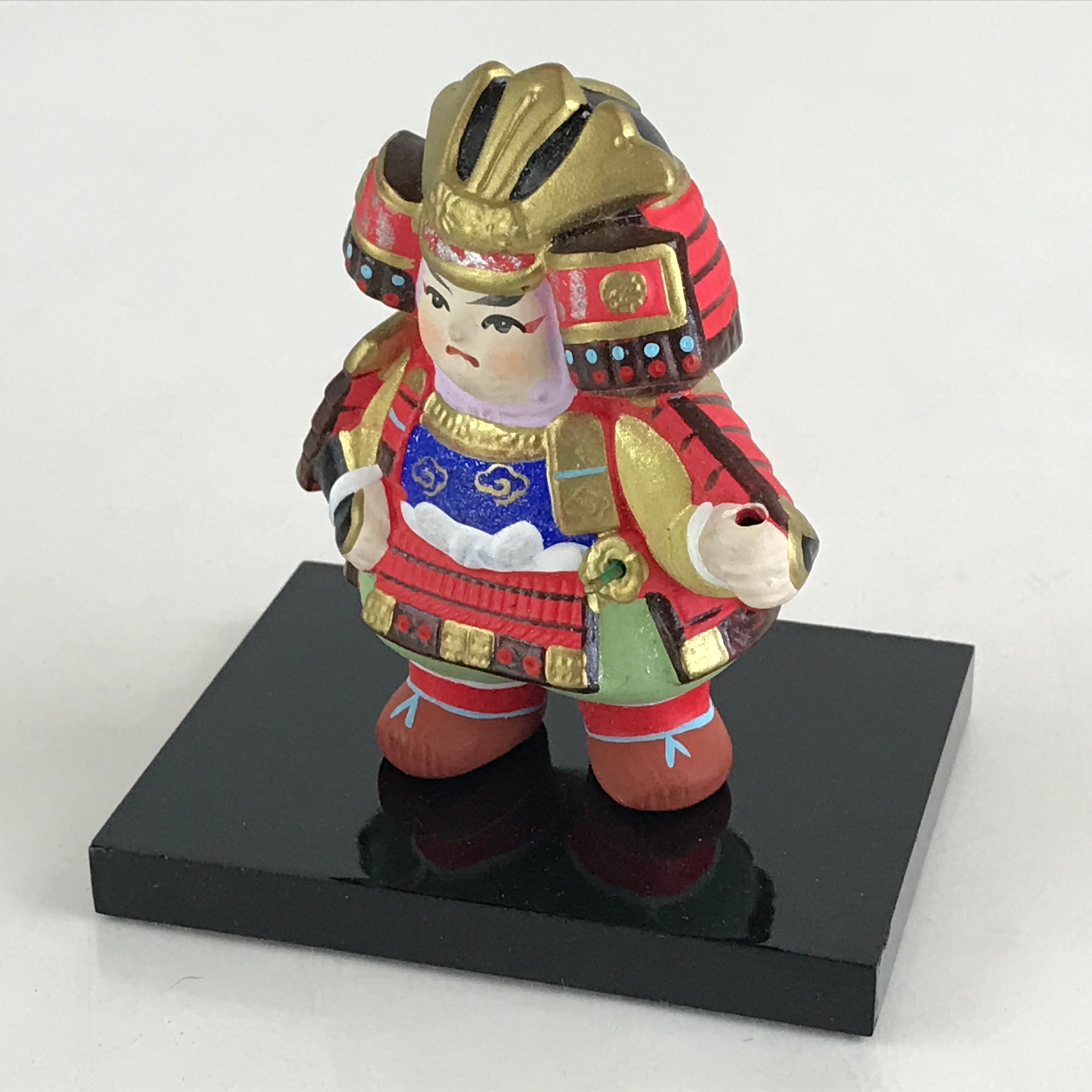 Japanese Ceramic Doll Samurai Gogatsu Ningyo Vtg Armor Boy's Day Festival BD886