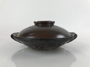 Japanese Ceramic Donabe Nabe Pot Vtg Large Hotpot Pottery Yakimono Brown PY748