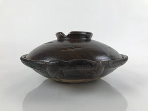 Japanese Ceramic Donabe Nabe Pot Vtg Large Hotpot Pottery Yakimono Brown PY748