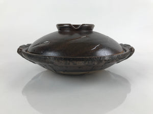 Japanese Ceramic Donabe Nabe Pot Vtg Large Hotpot Pottery Yakimono Brown PY748