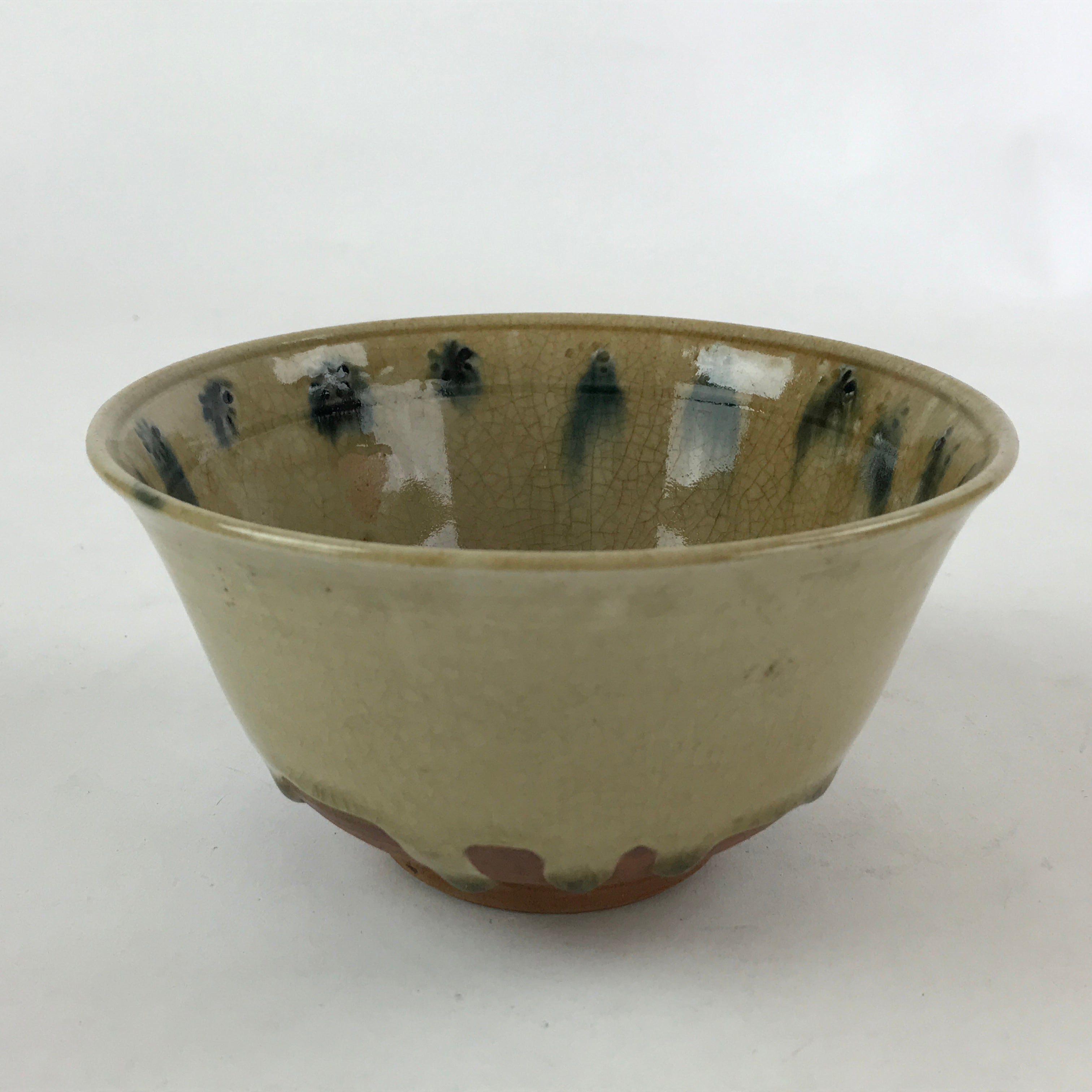 Japanese Ceramic Donburi Bowl Vtg Large Soba Udon Noodle Soup Blue Brown PY548