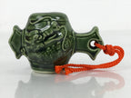 Japanese Ceramic Figurine Vtg Lucky Hammer Dragon Uchide no kozuchi Green DR523