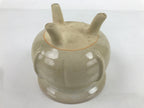 Japanese Ceramic Flower Pot Vtg Pottery Vase Ikebana Arrangement Beige PY865