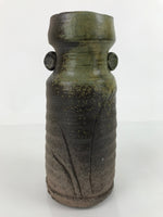 Japanese Ceramic Flower Vase Ash Glaze Vtg Kabin Brown Green Pottery FK106