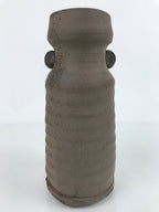 Japanese Ceramic Flower Vase Ash Glaze Vtg Kabin Brown Green Pottery FK106