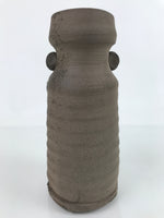 Japanese Ceramic Flower Vase Ash Glaze Vtg Kabin Brown Green Pottery FK106