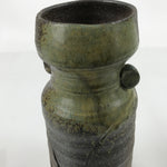 Japanese Ceramic Flower Vase Ash Glaze Vtg Kabin Brown Green Pottery FK106