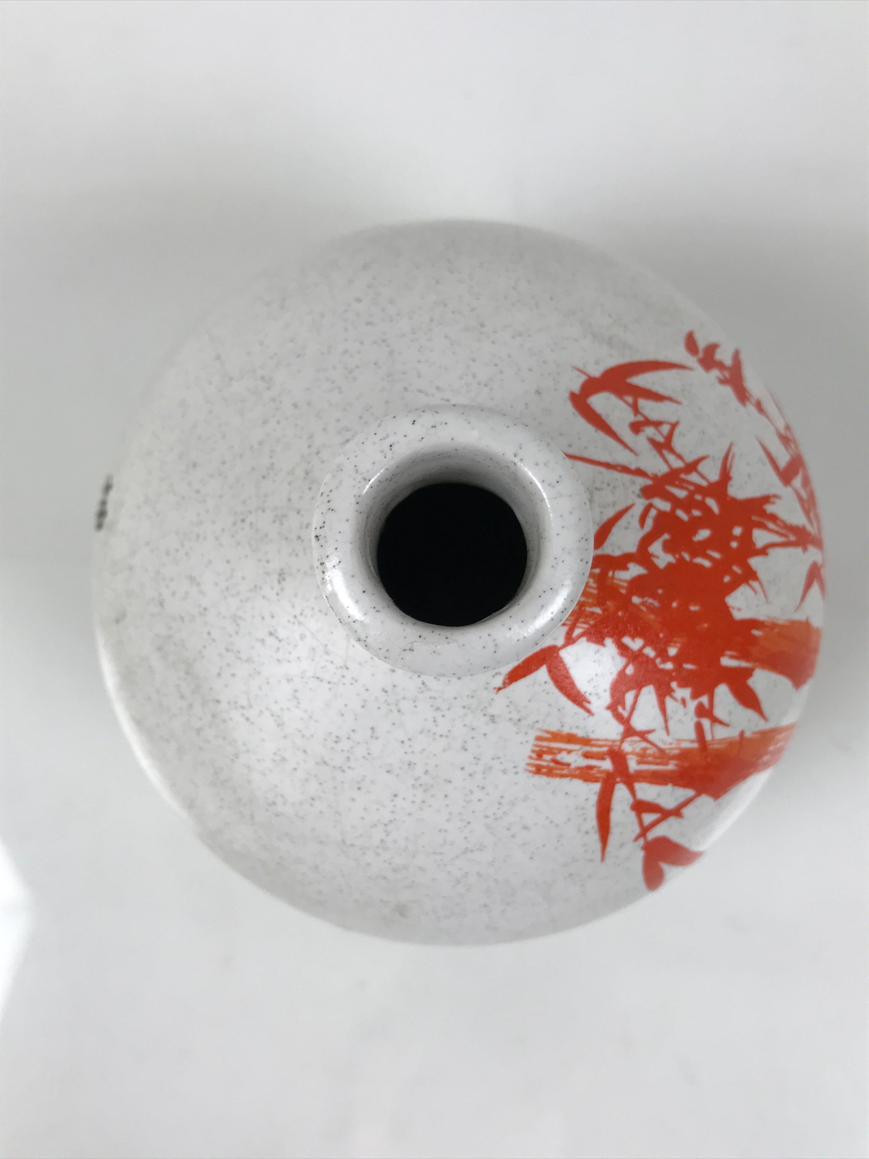 Japanese Ceramic Flower Vase Ikebana Kabin White Red Bamboo Anniversary FK221