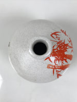 Japanese Ceramic Flower Vase Ikebana Kabin White Red Bamboo Anniversary FK221