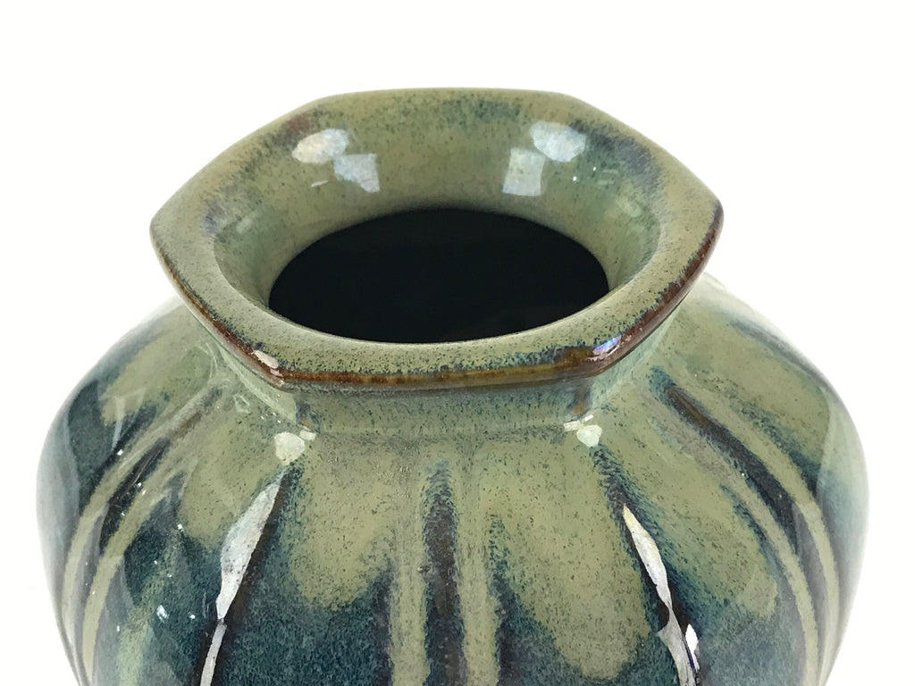 Japanese Ceramic Flower Vase Kabin Ikebana Flower Arrangement Blue Beige FK24