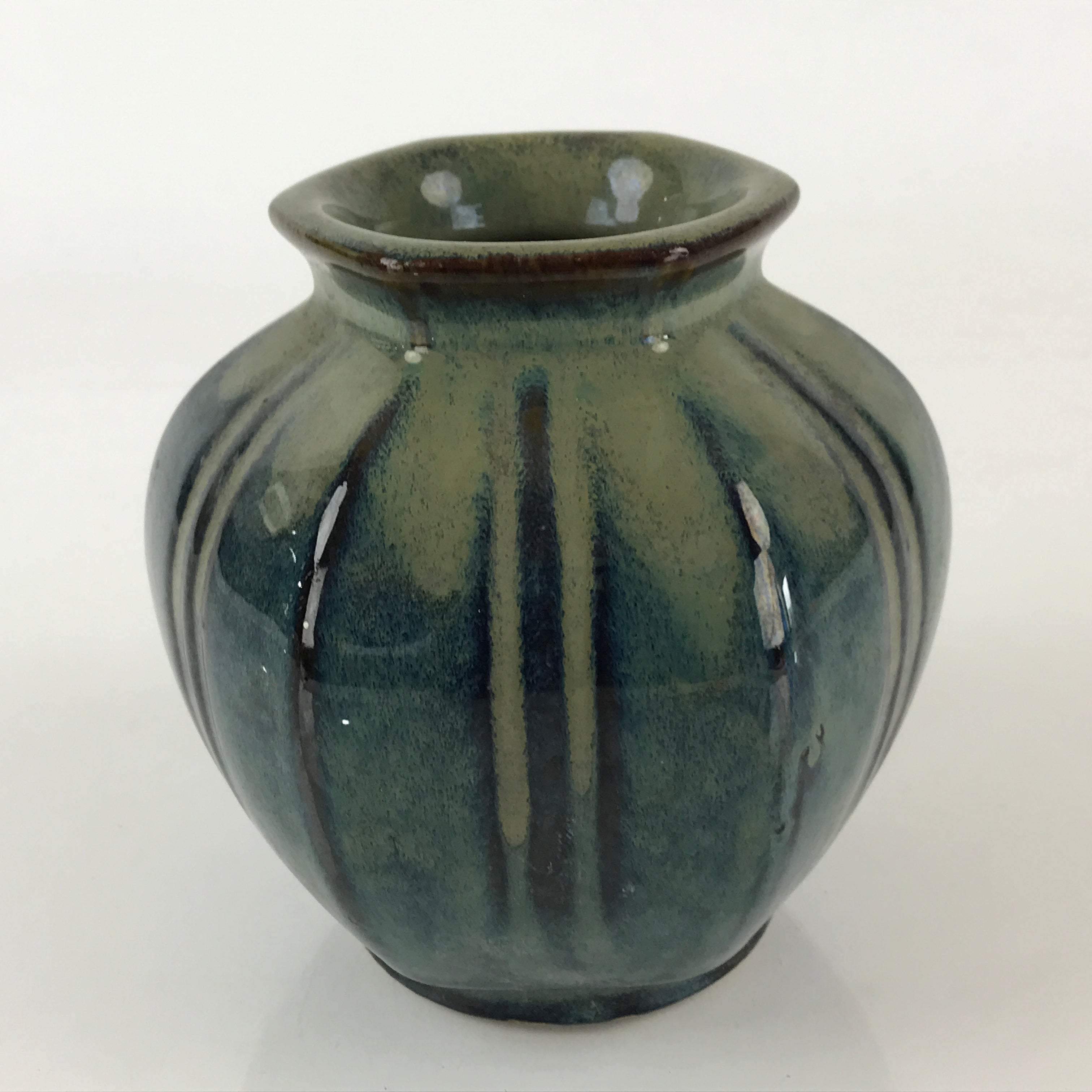 Japanese Ceramic Flower Vase Kabin Ikebana Flower Arrangement Blue Beige FK24