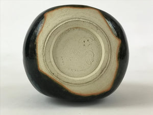 Japanese Ceramic Flower Vase Kabin Pottery Vtg Yakimono Green Glaze FK41