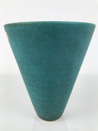 Japanese Ceramic Flower Vase Kabin Vtg Ikebana Arrangement Teal Blue Cone Y523