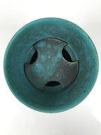 Japanese Ceramic Flower Vase Kabin Vtg Ikebana Arrangement Teal Blue Cone Y523