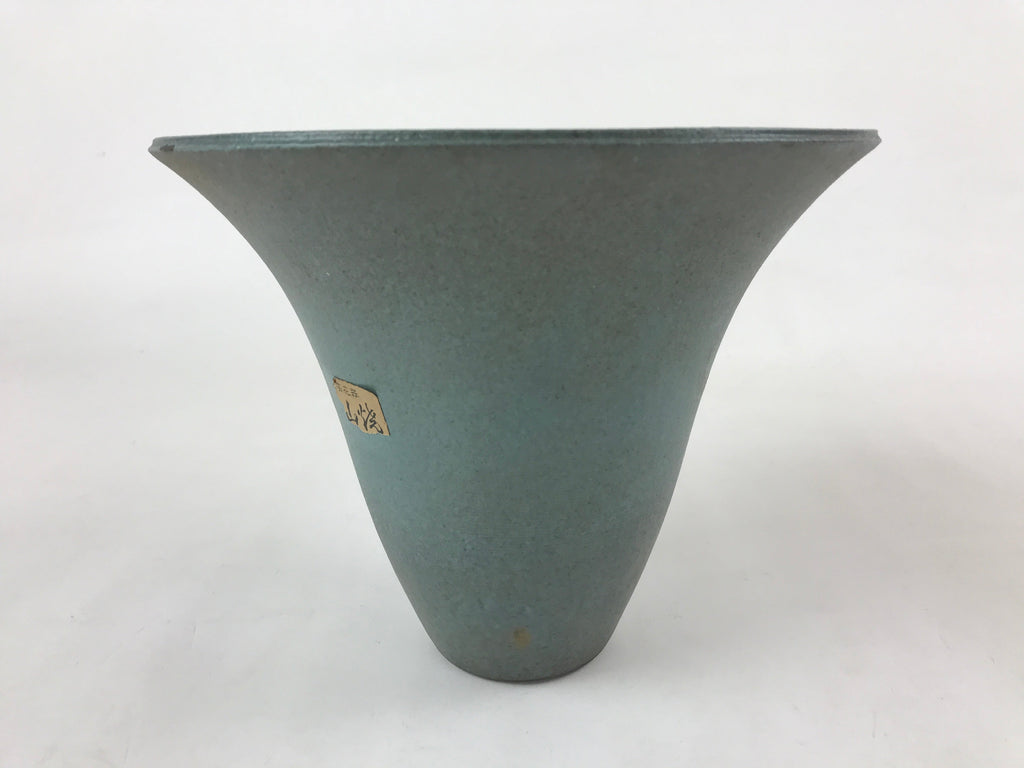 Japanese Ceramic Flower Vase Kabin Vtg Ikebana Flower Arrangement Blue FK76