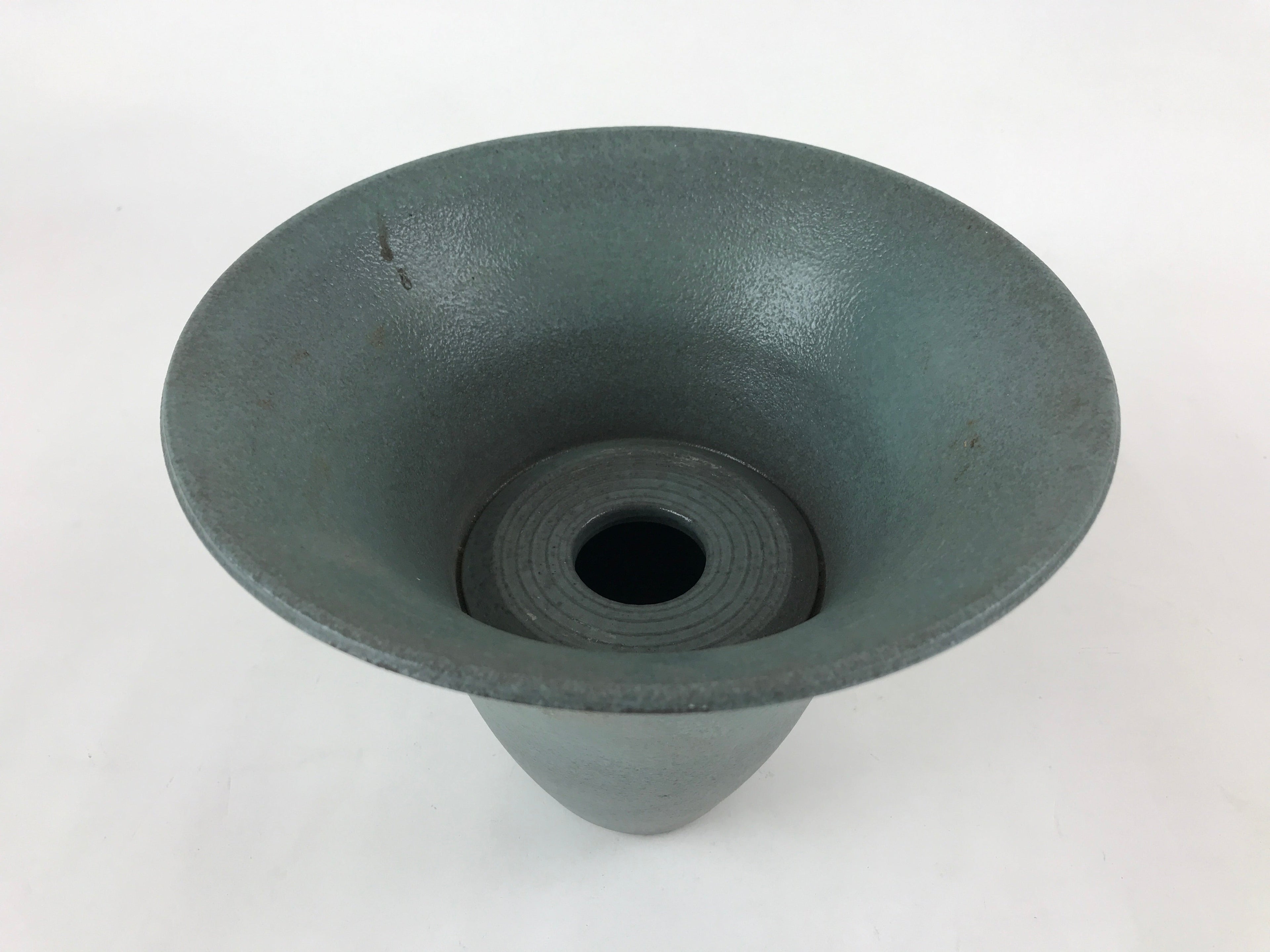 Japanese Ceramic Flower Vase Kabin Vtg Ikebana Flower Arrangement Blue FK76