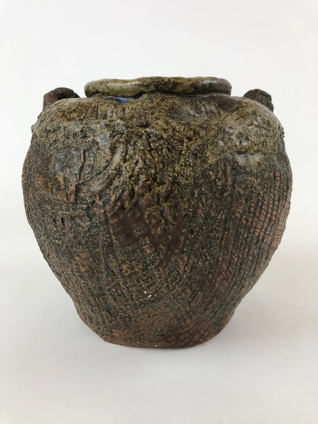 Japanese Ceramic Flower Vase Kabin Vtg Ikebana Flower Arrangement Brown FK77