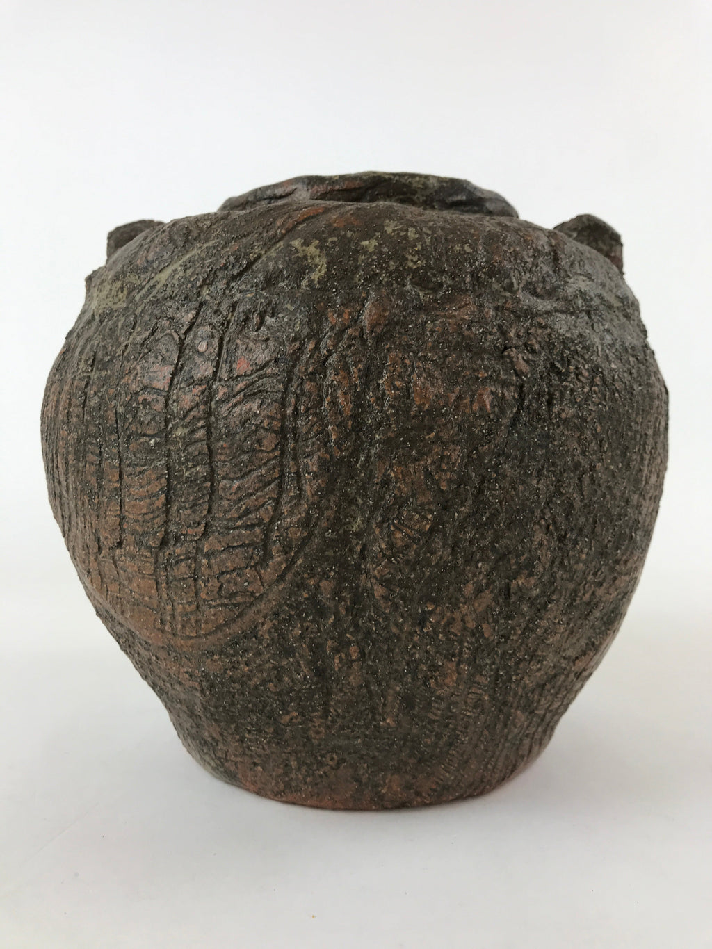 Japanese Ceramic Flower Vase Kabin Vtg Ikebana Flower Arrangement Brown FK77