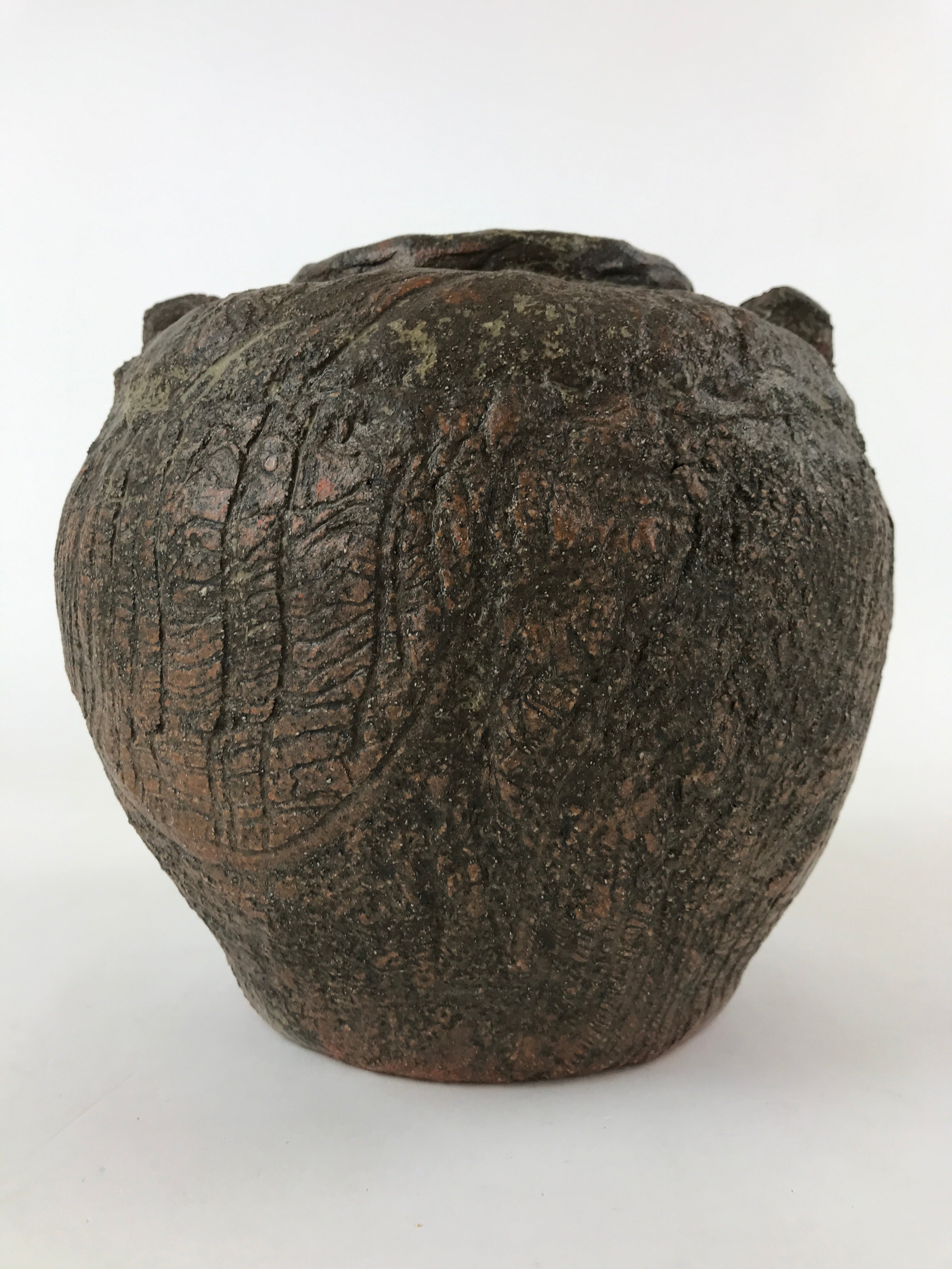 Japanese Ceramic Flower Vase Kabin Vtg Ikebana Flower Arrangement Brown FK77