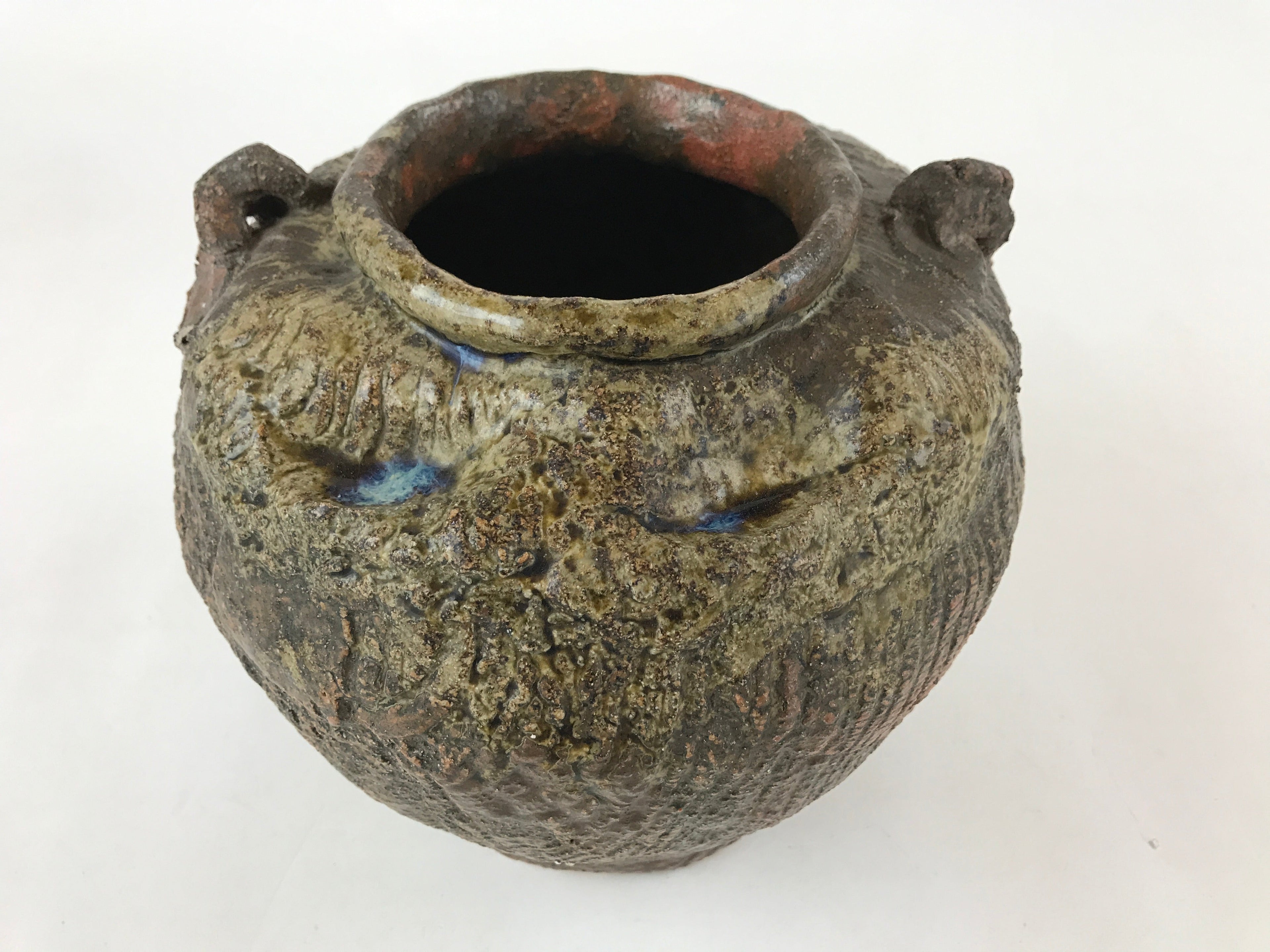 Japanese Ceramic Flower Vase Kabin Vtg Ikebana Flower Arrangement Brown FK77