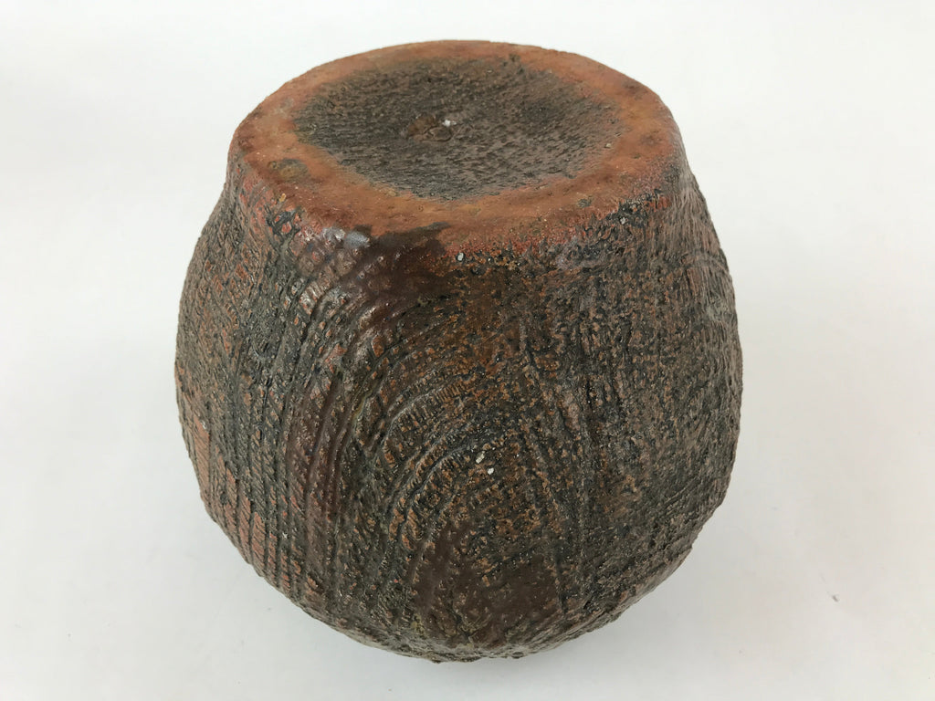 Japanese Ceramic Flower Vase Kabin Vtg Ikebana Flower Arrangement Brown FK77